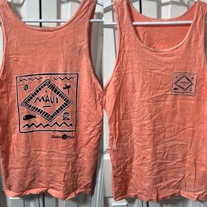 Walkaloa Maui Vacation Graphic Muscle 💪 Shirt Tank Top -Coral
